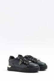 River Island Black Girls Croc Effect Patent Trainers - Image 2 of 5