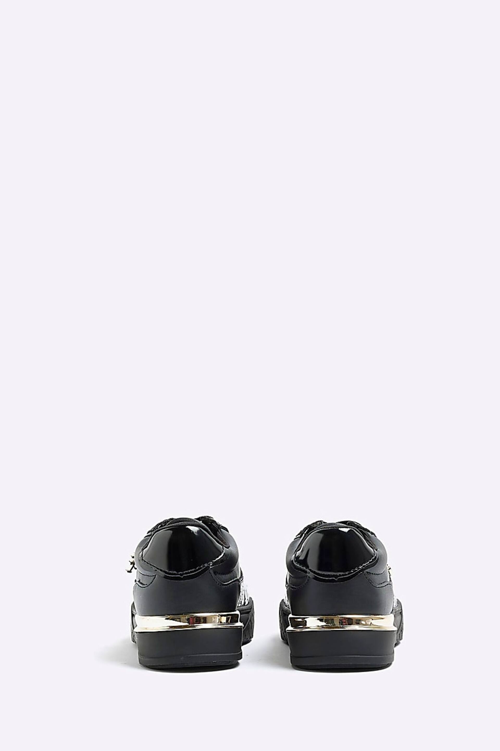 River Island Black Girls Croc Effect Patent Trainers - Image 3 of 5