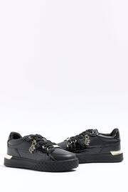 River Island Black Girls Croc Effect Patent Trainers - Image 4 of 5