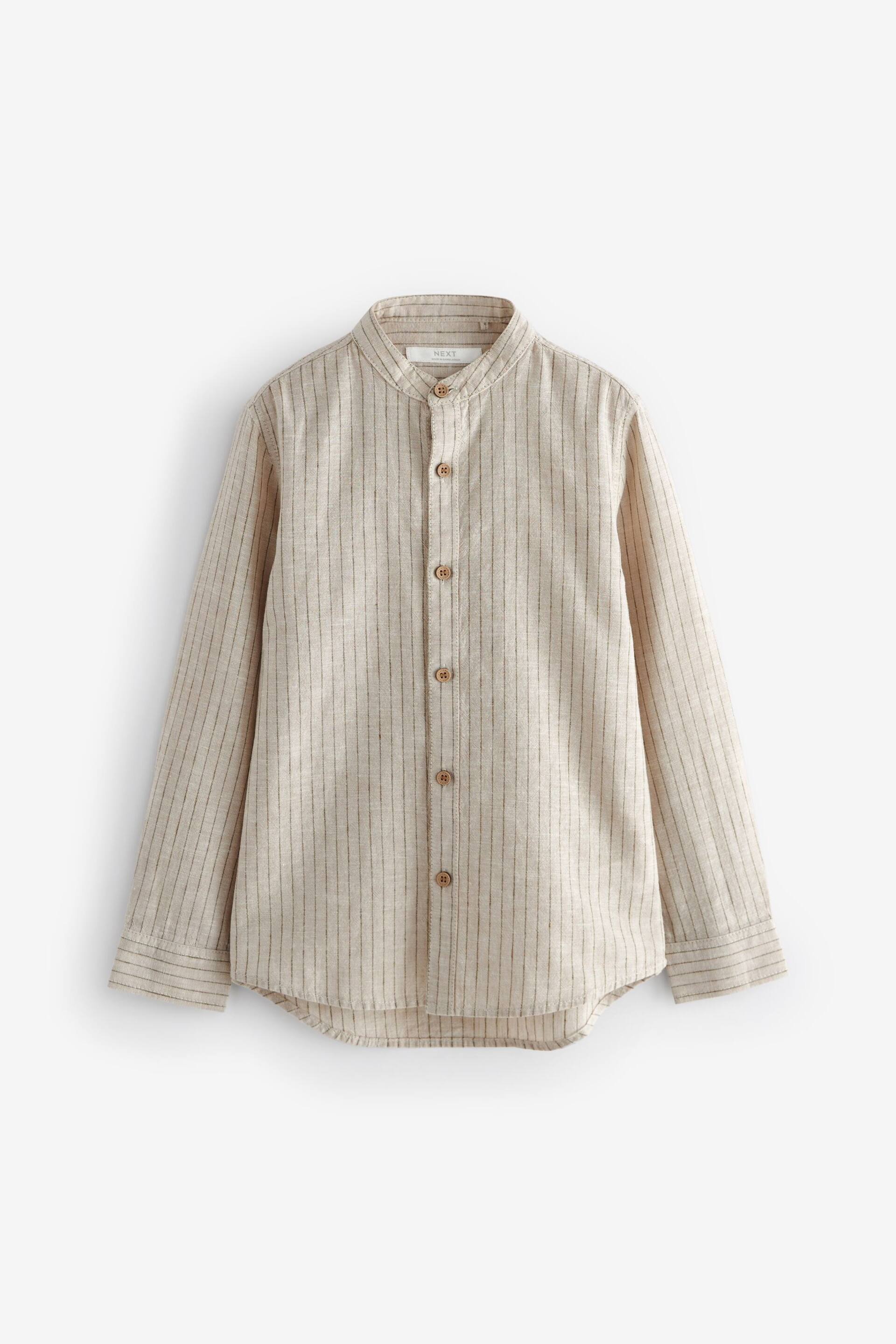 Neutral Grandad Collar Long Sleeve Shirt (3-16yrs) - Image 2 of 8