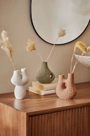 Set of 3 Natural Sculptural Scandi Ceramic Bud Vases - Image 1 of 4