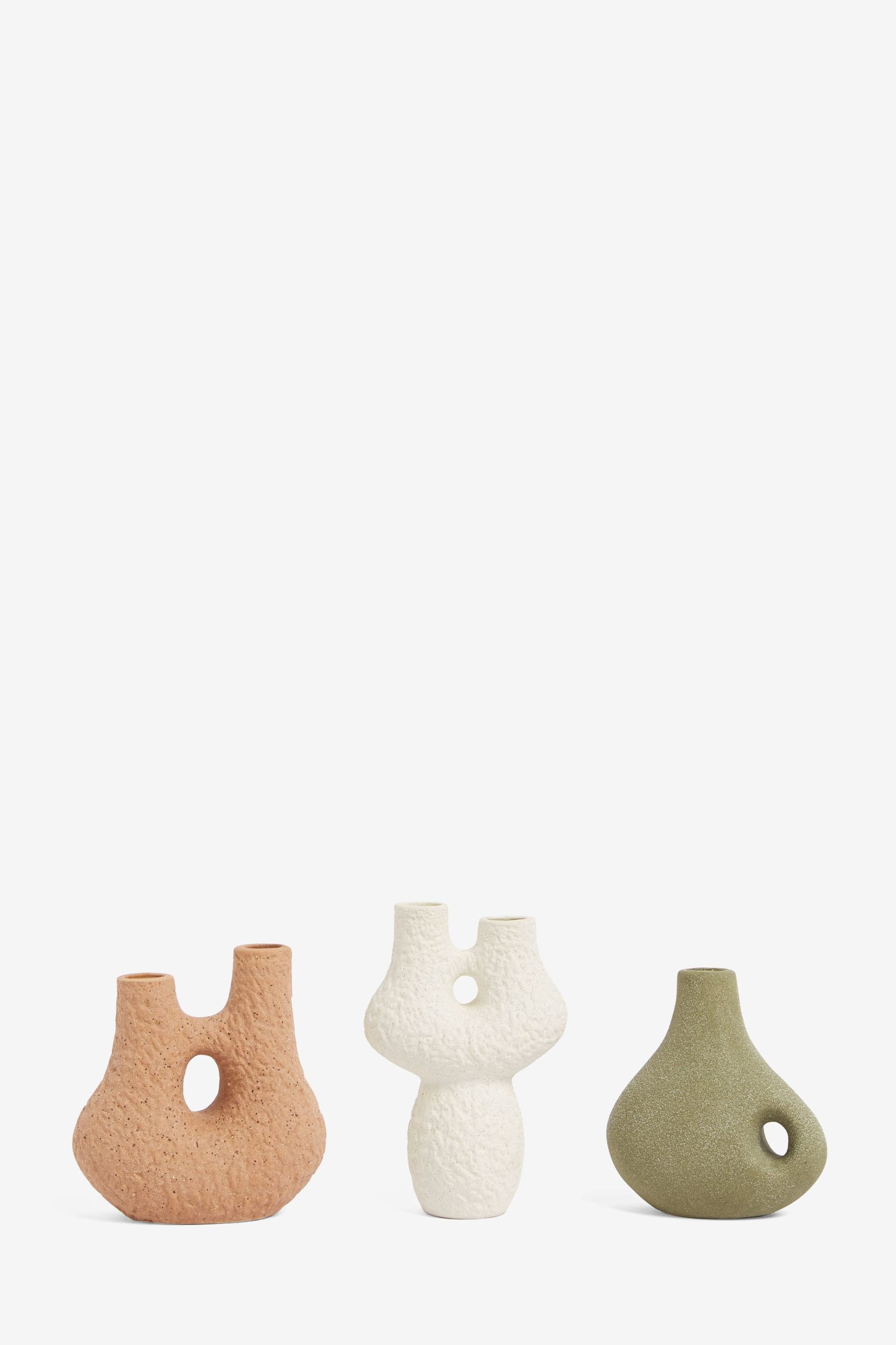 Set of 3 Natural Sculptural Scandi Ceramic Bud Vases - Image 4 of 4