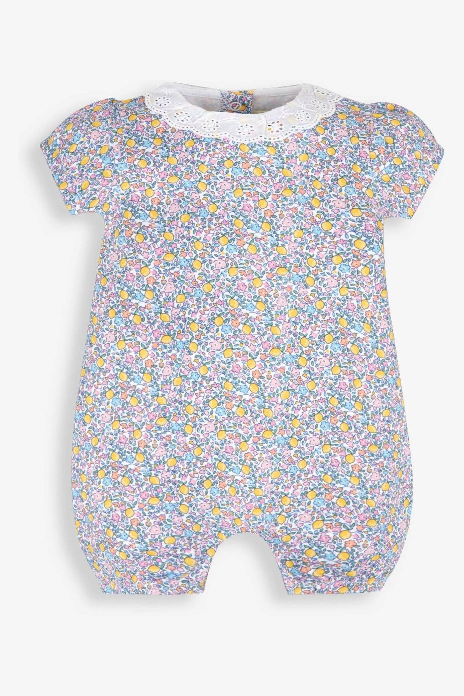 JoJo Maman Bébé Lemon Yellow Ditsy 2-Pack Pretty Baby Rompers - Image 2 of 5