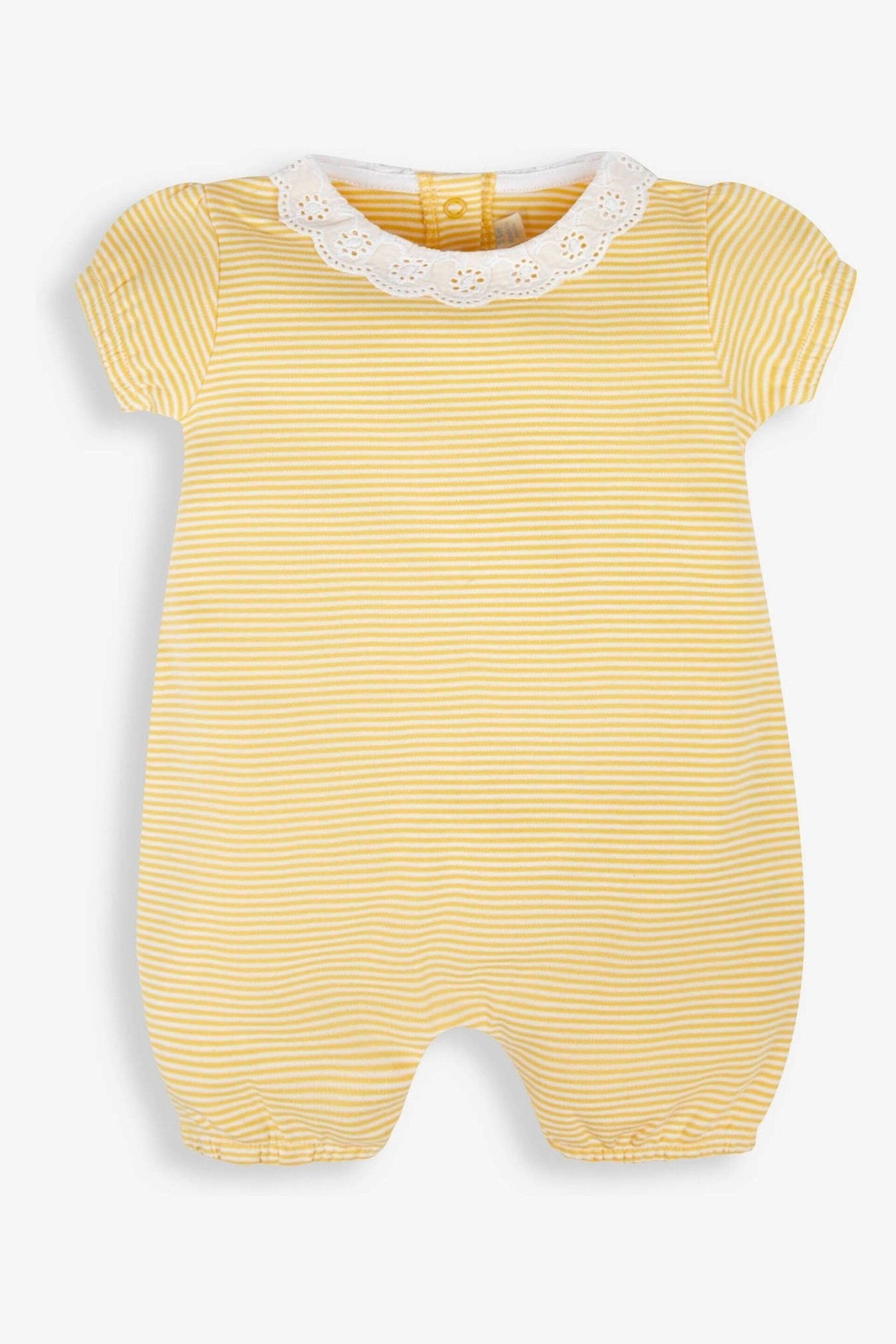 JoJo Maman Bébé Lemon Yellow Ditsy 2-Pack Pretty Baby Rompers - Image 3 of 5