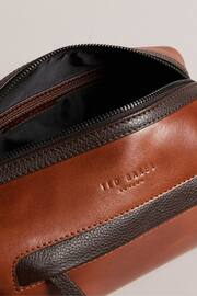 Ted Baker Brown Waxy Leather Washbag - Image 3 of 4