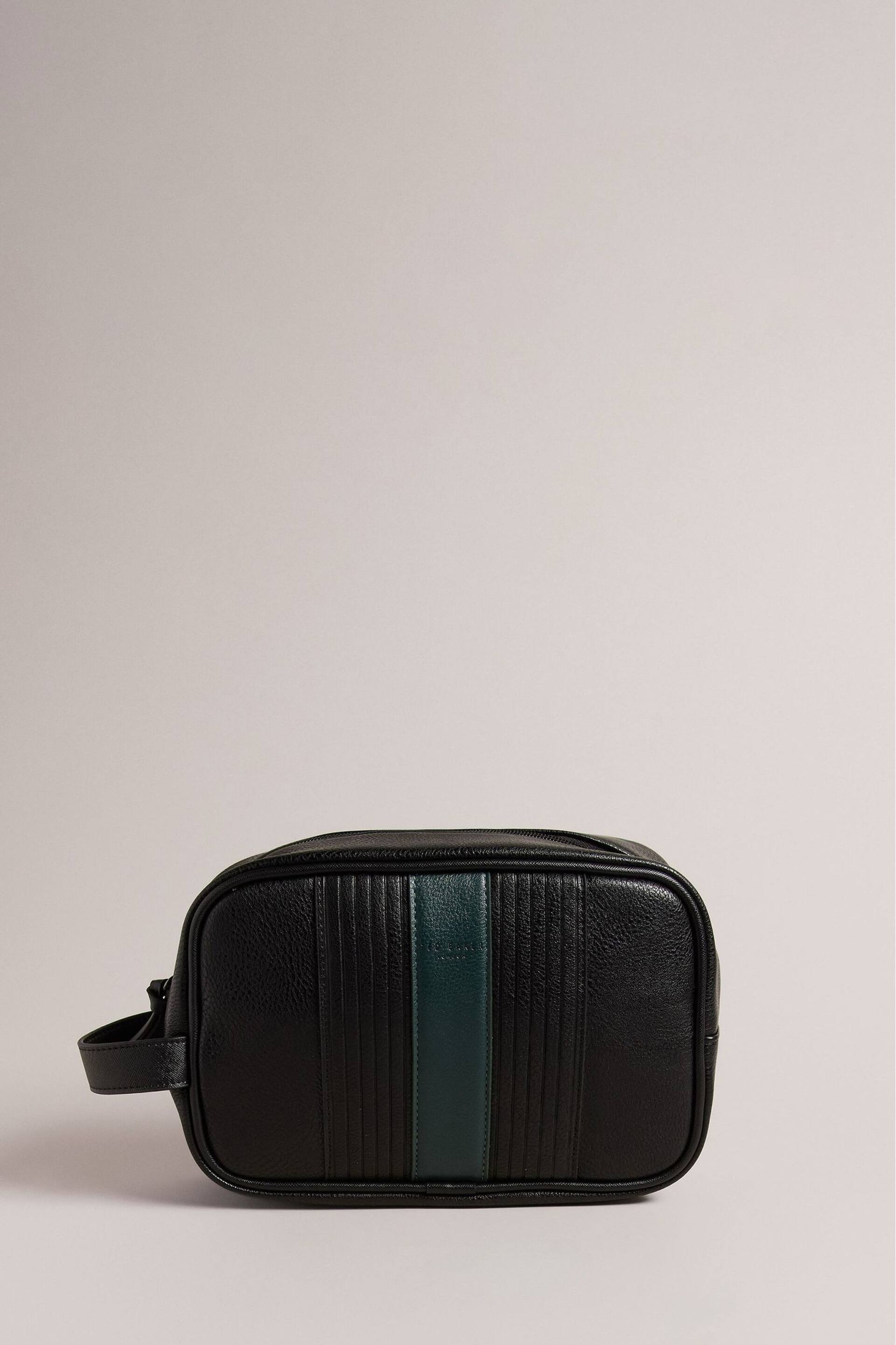 Ted Baker Black Evens Striped PU Washbag - Image 1 of 4