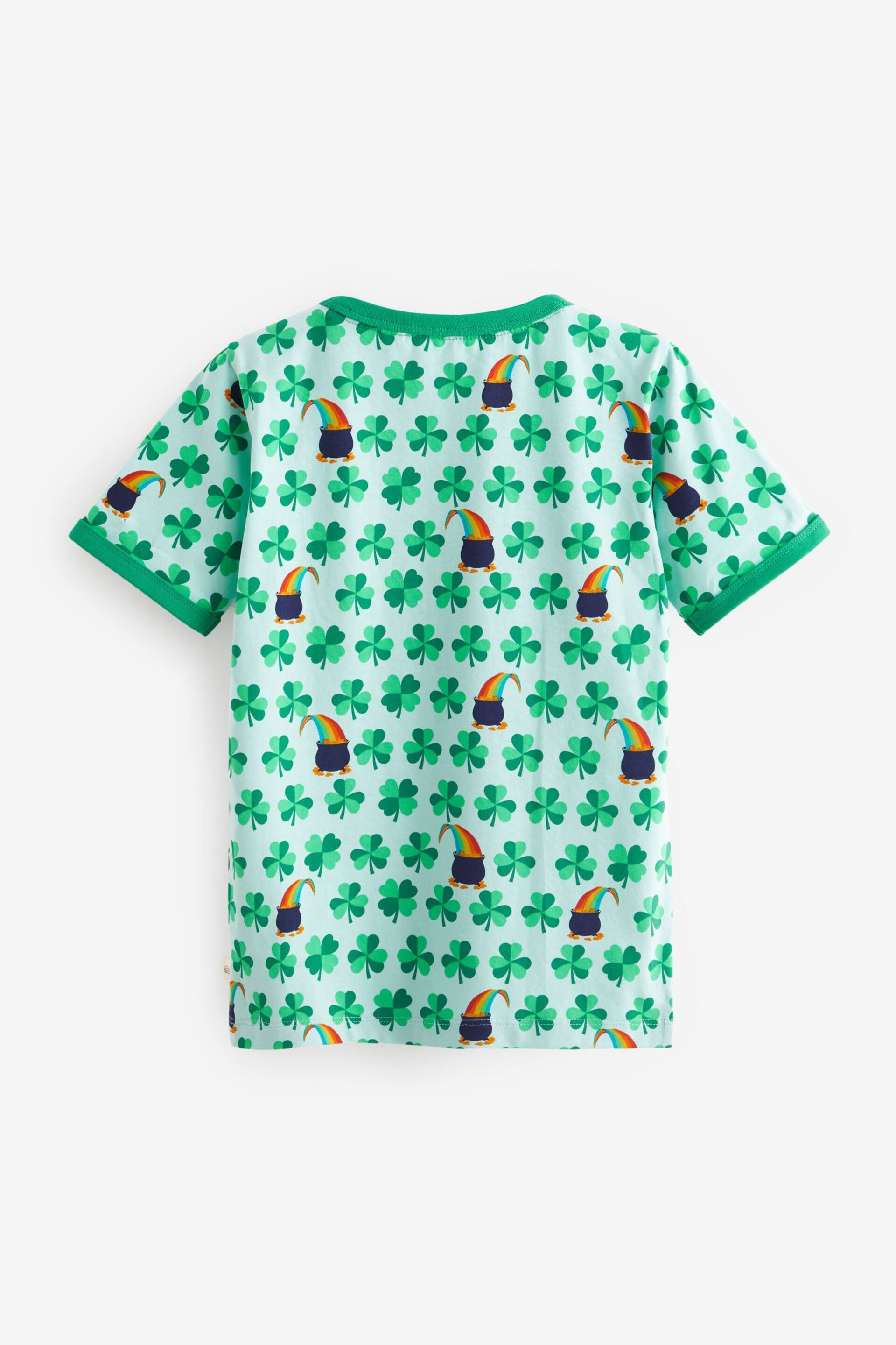 Little Bird by Jools Oliver Green Short Sleeve Raglan Super Lucky T-Shirt - Image 4 of 6