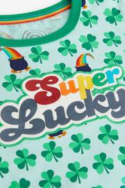 Little Bird by Jools Oliver Green Short Sleeve Raglan Super Lucky T-Shirt - Image 5 of 6