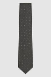 Reiss Charcoal Liam Silk Polka Dot Tie - Image 1 of 5
