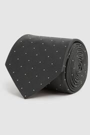 Reiss Charcoal Liam Silk Polka Dot Tie - Image 3 of 5