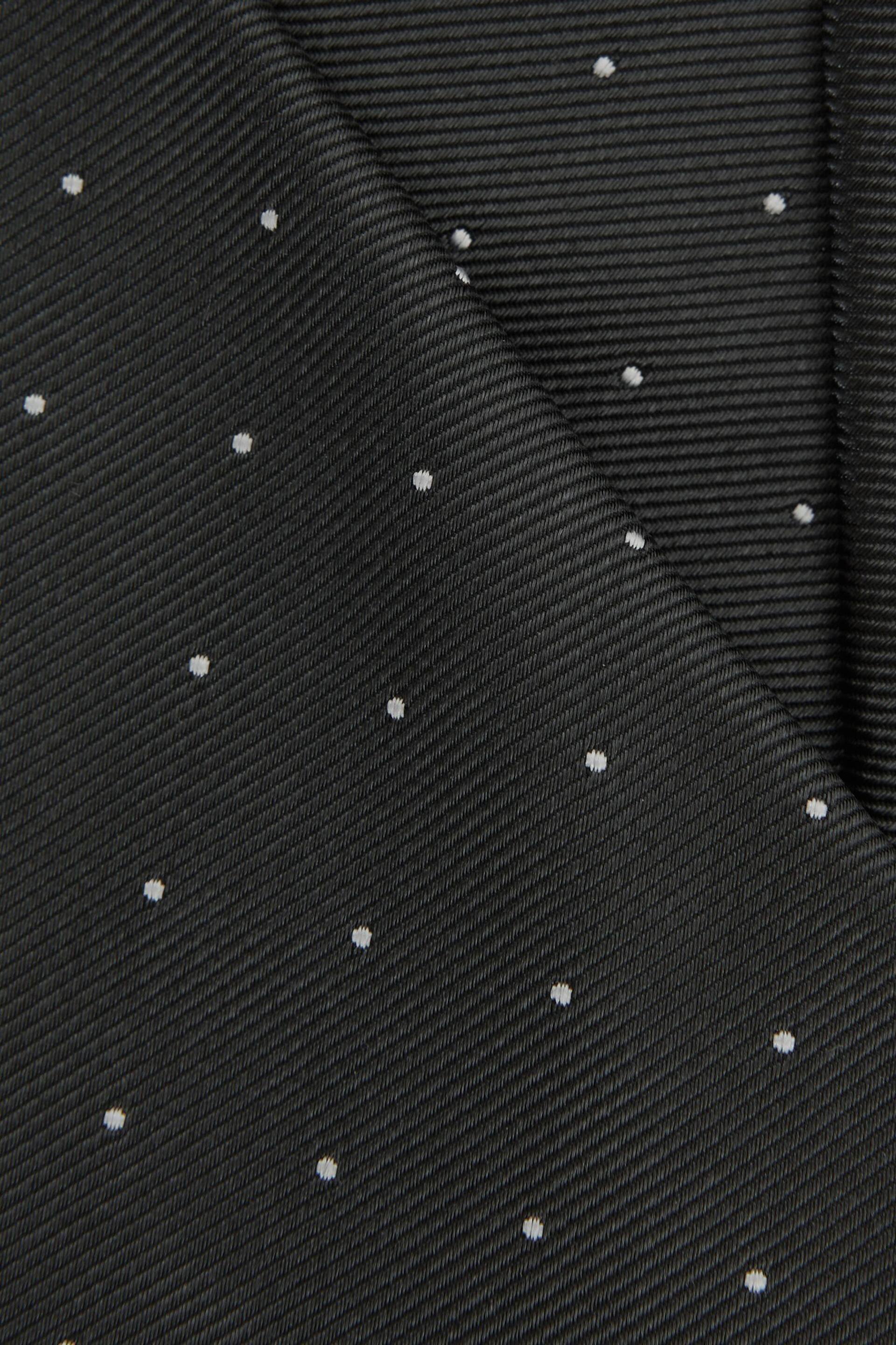 Reiss Charcoal Liam Silk Polka Dot Tie - Image 5 of 5