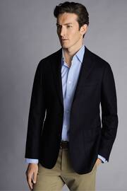 Charles Tyrwhitt Blue Twill Wool Unstructured Slim Fit Jacket - Image 1 of 4
