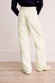 Ecru White TENCEL™ Linen Blend Cargo Wide Leg Trousers - Image 3 of 6