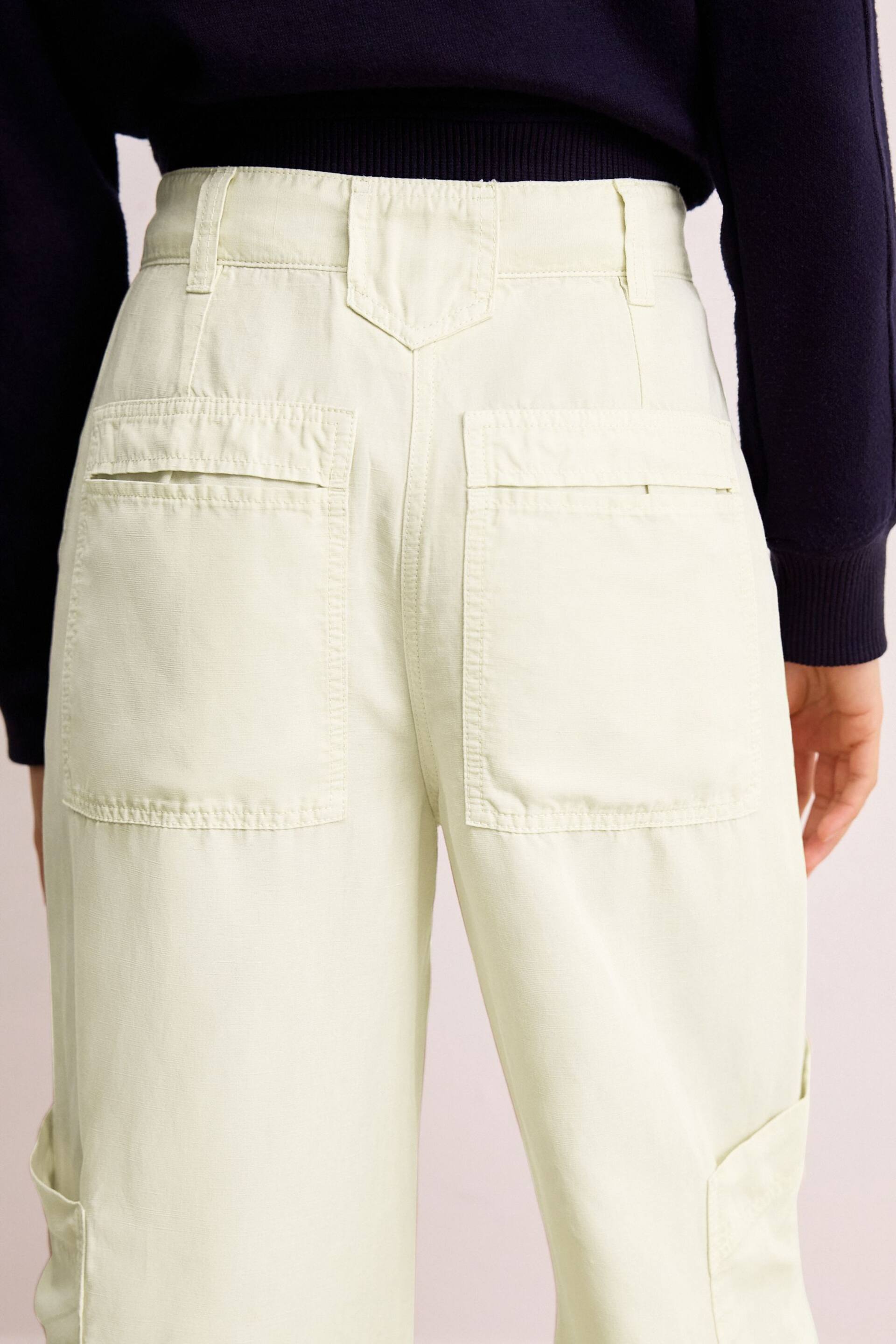 Ecru White TENCEL™ Linen Blend Cargo Wide Leg Trousers - Image 4 of 6