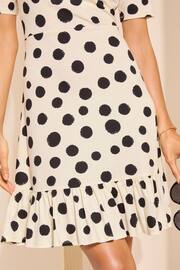 Friends Like These Black/White Print Short Sleeve Ruffle Hem Jersey Mini Dress - Image 3 of 4