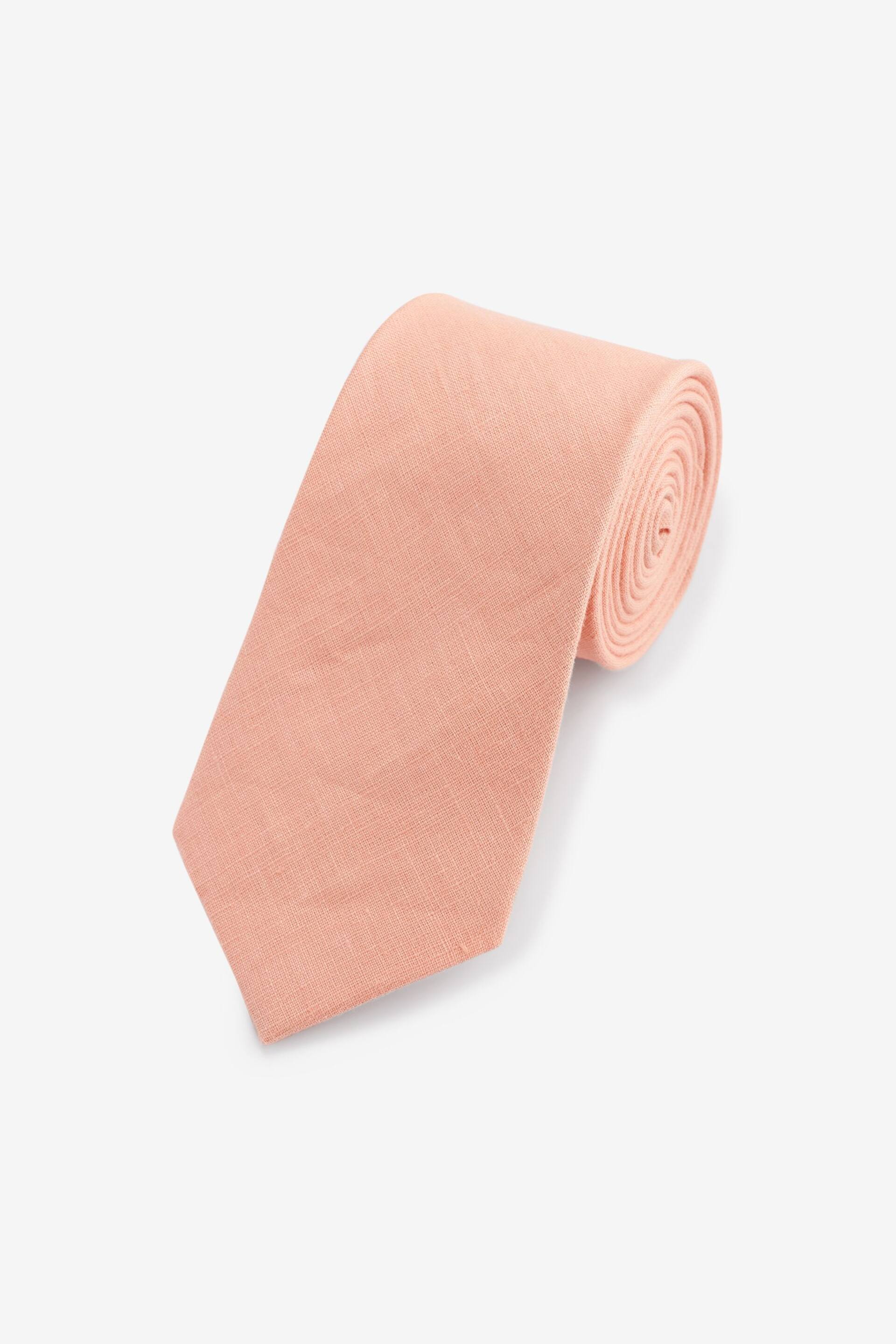 Peach Pink Linen Tie - Image 1 of 3