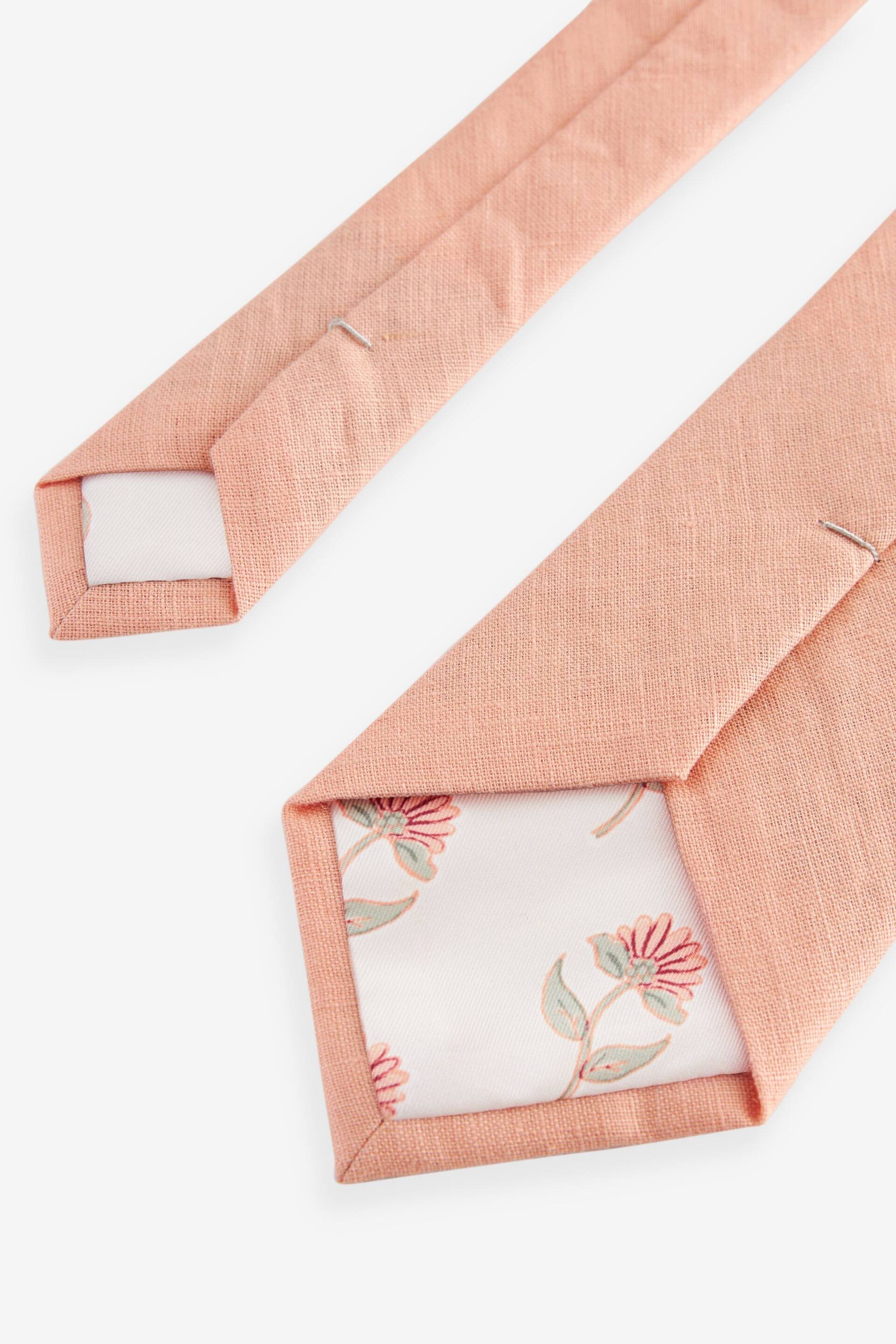 Peach Pink Linen Tie - Image 3 of 3