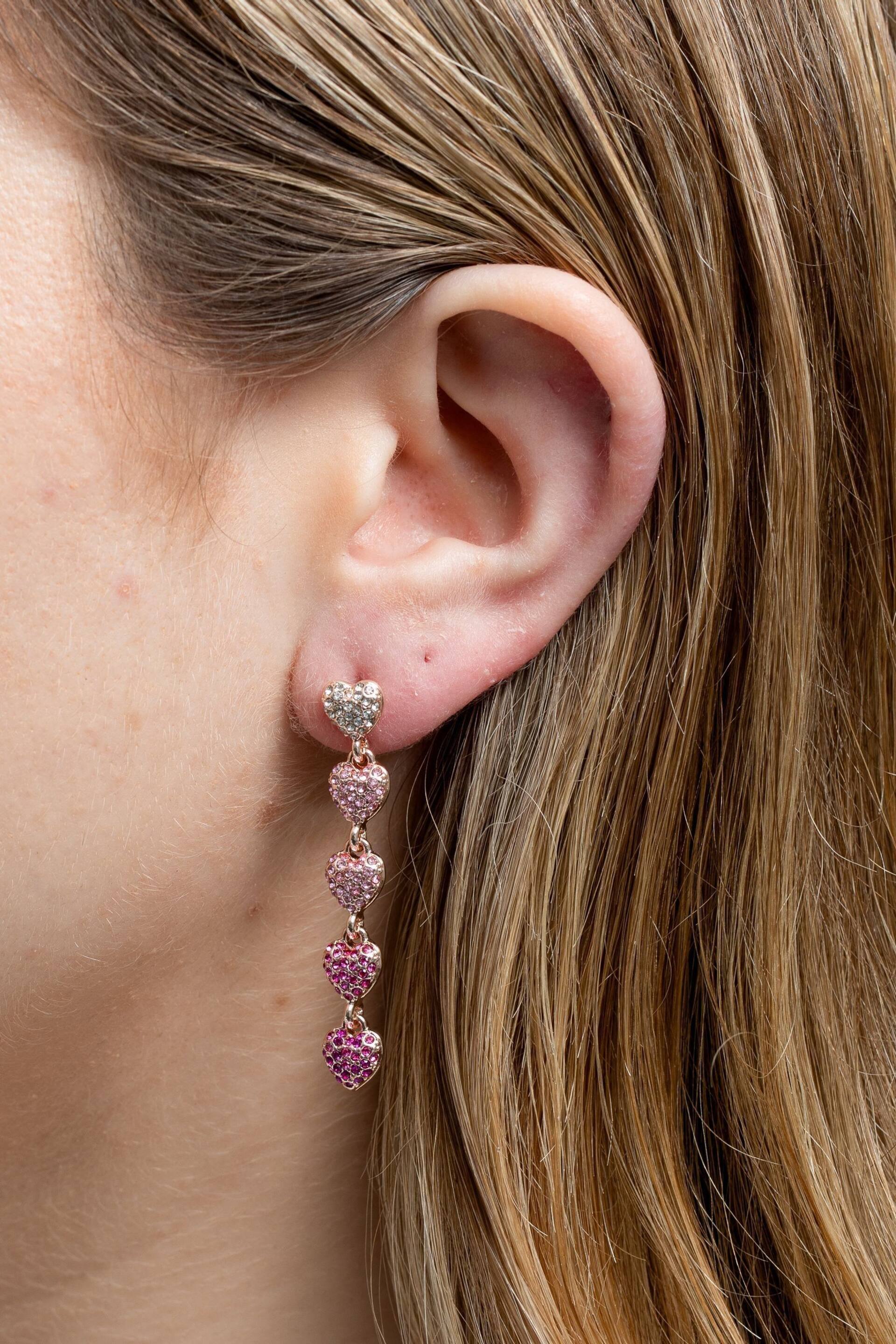 Lipsy Jewellery Pink Micro Pave Tonal Drop Earrings - Image 2 of 2
