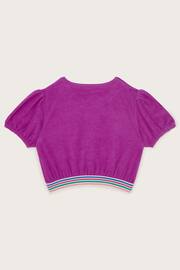 Monsoon Purple Towelling Puff Sleeve Top - Image 3 of 3