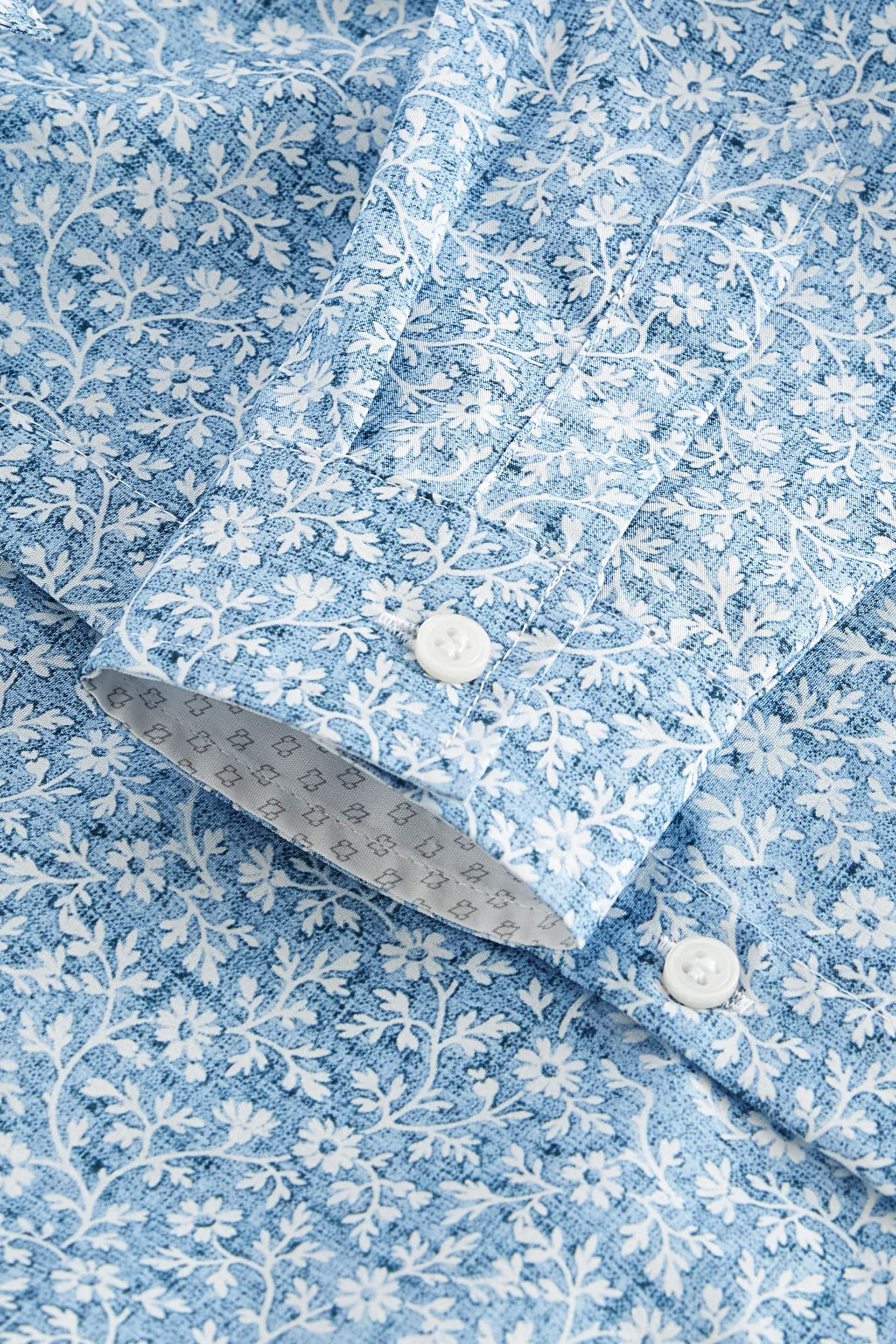 Blue Long Sleeve Floral Print Shirt (3-16yrs) - Image 5 of 5