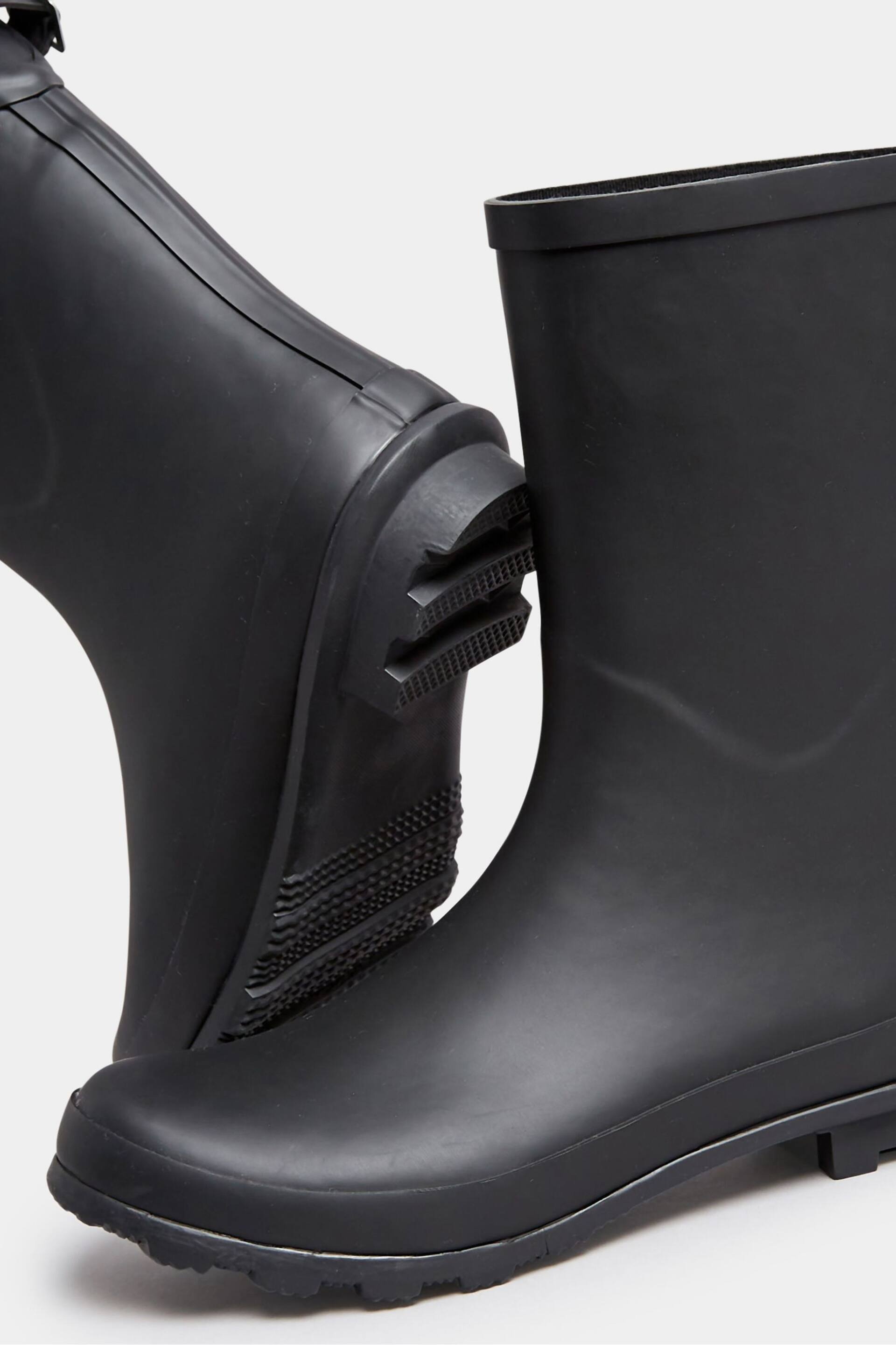 Yours Curve Black Wide Fit Mid Calf Adjustable Welly Boots - Image 3 of 4