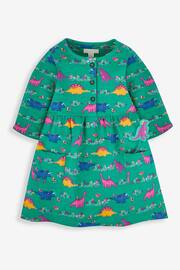 JoJo Maman Bébé Green Dino & Bird Button Front Dress - Image 1 of 4