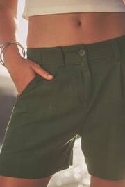 Khaki Green Linen Blend Boy Shorts - Image 4 of 6