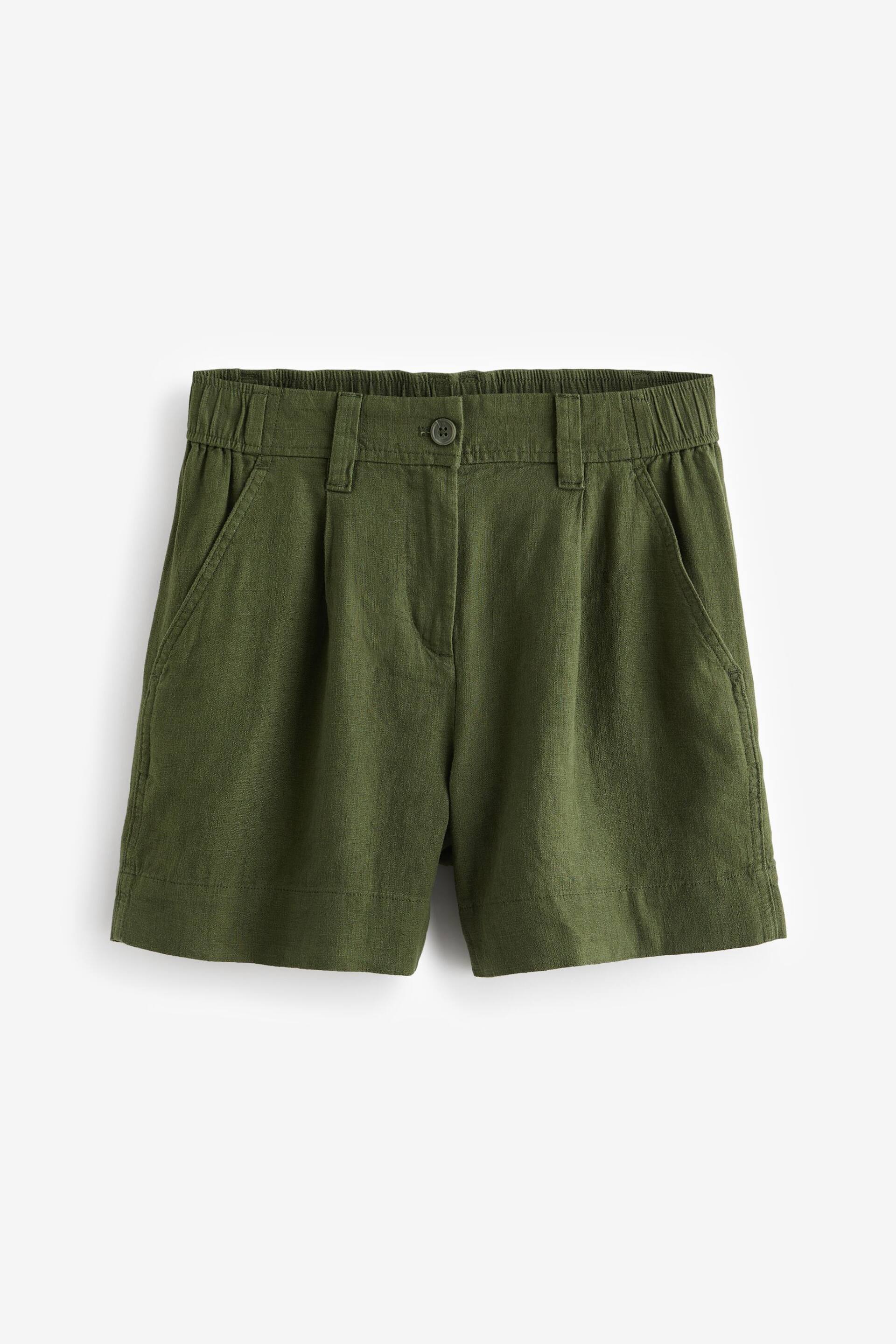 Khaki Green Linen Blend Boy Shorts - Image 5 of 6