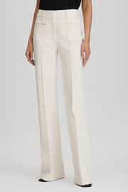 Reiss Cream Claude Petite High Rise Flared Trousers - Image 1 of 6