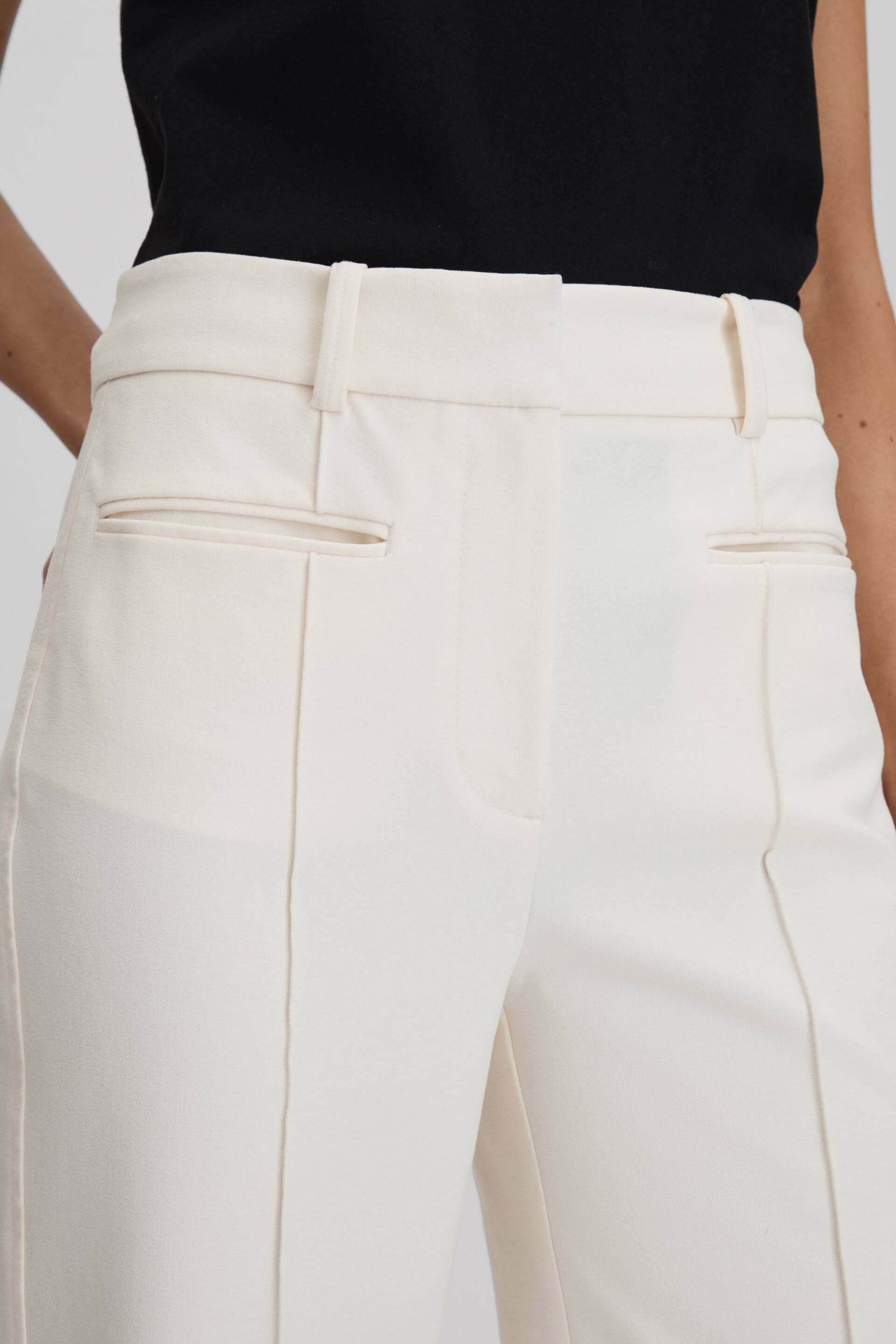 Reiss Cream Claude Petite High Rise Flared Trousers - Image 4 of 6