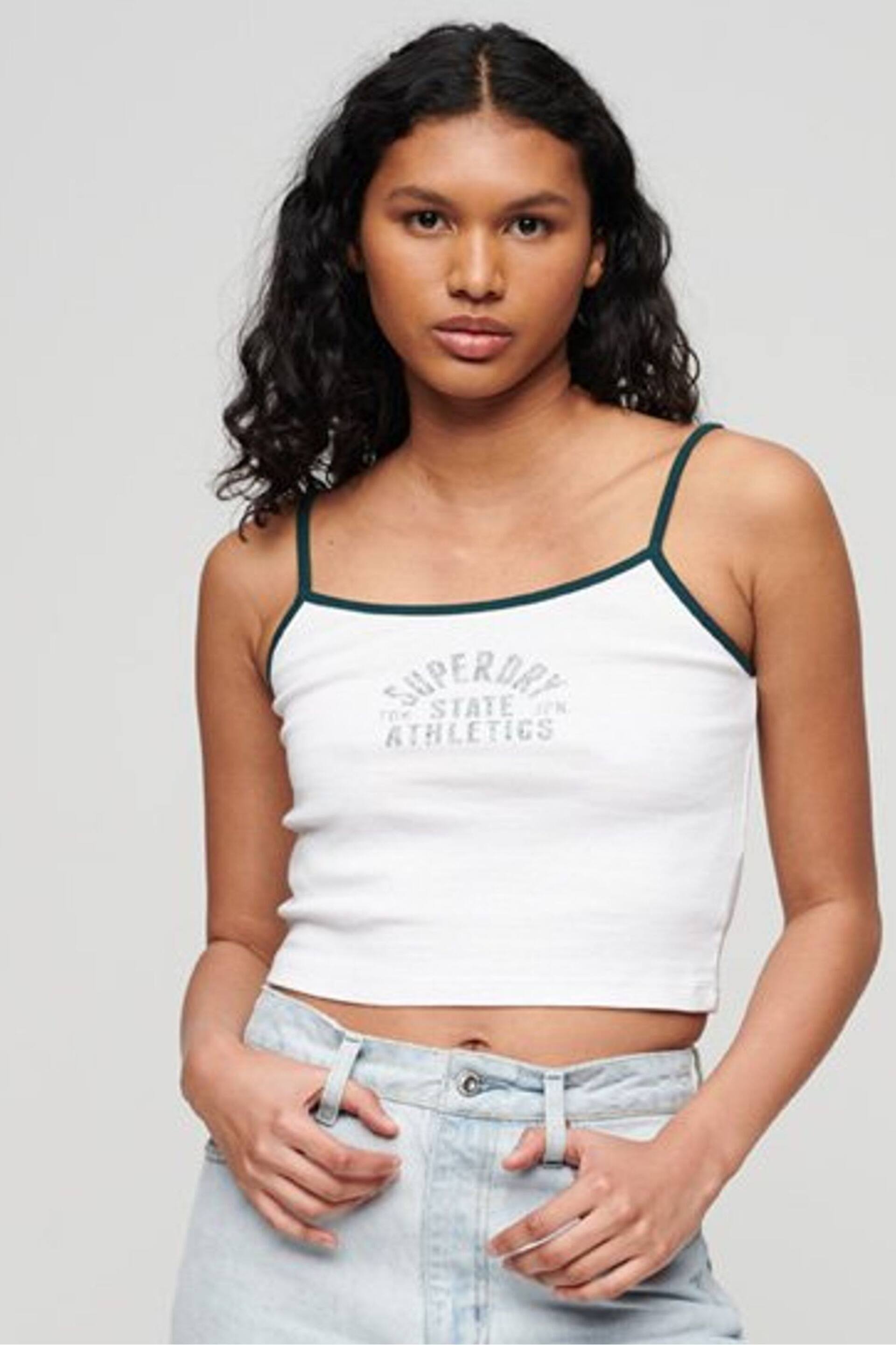 Superdry White Athletic Essential Crop Cami Top - Image 1 of 4