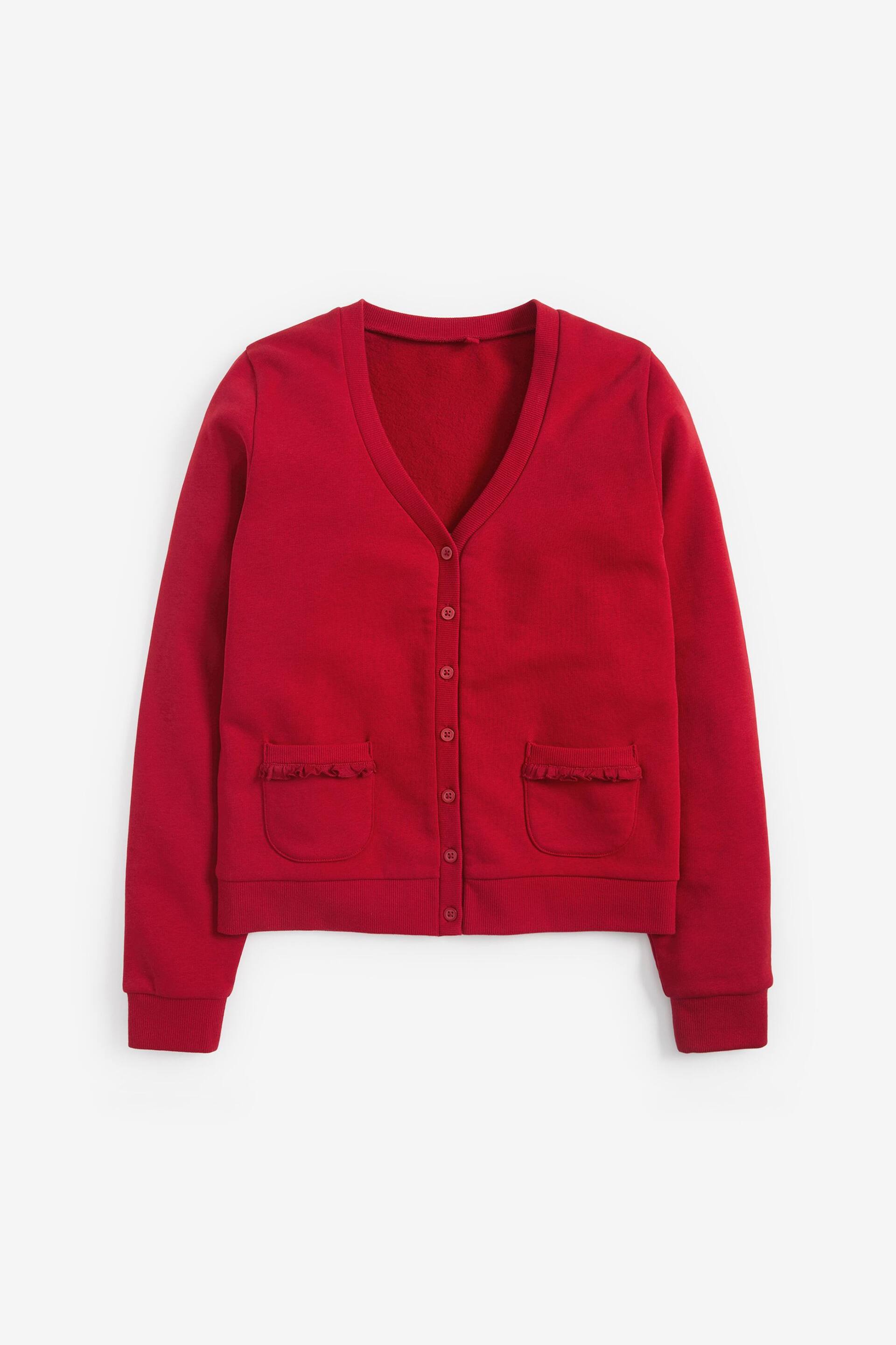 Red Cotton Rich Frill Pocket Jersey School Cardigan (3-16yrs) - Image 5 of 7
