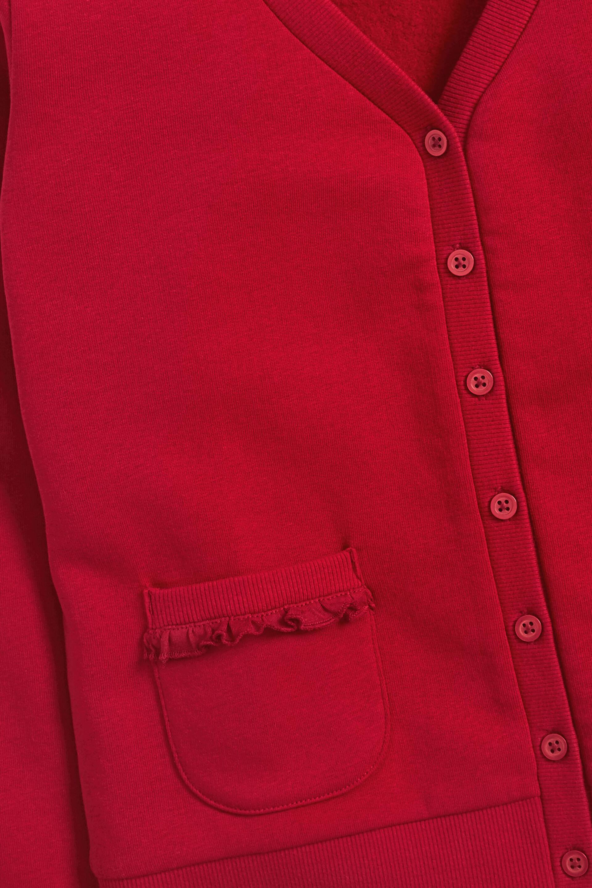 Red Cotton Rich Frill Pocket Jersey School Cardigan (3-16yrs) - Image 7 of 7