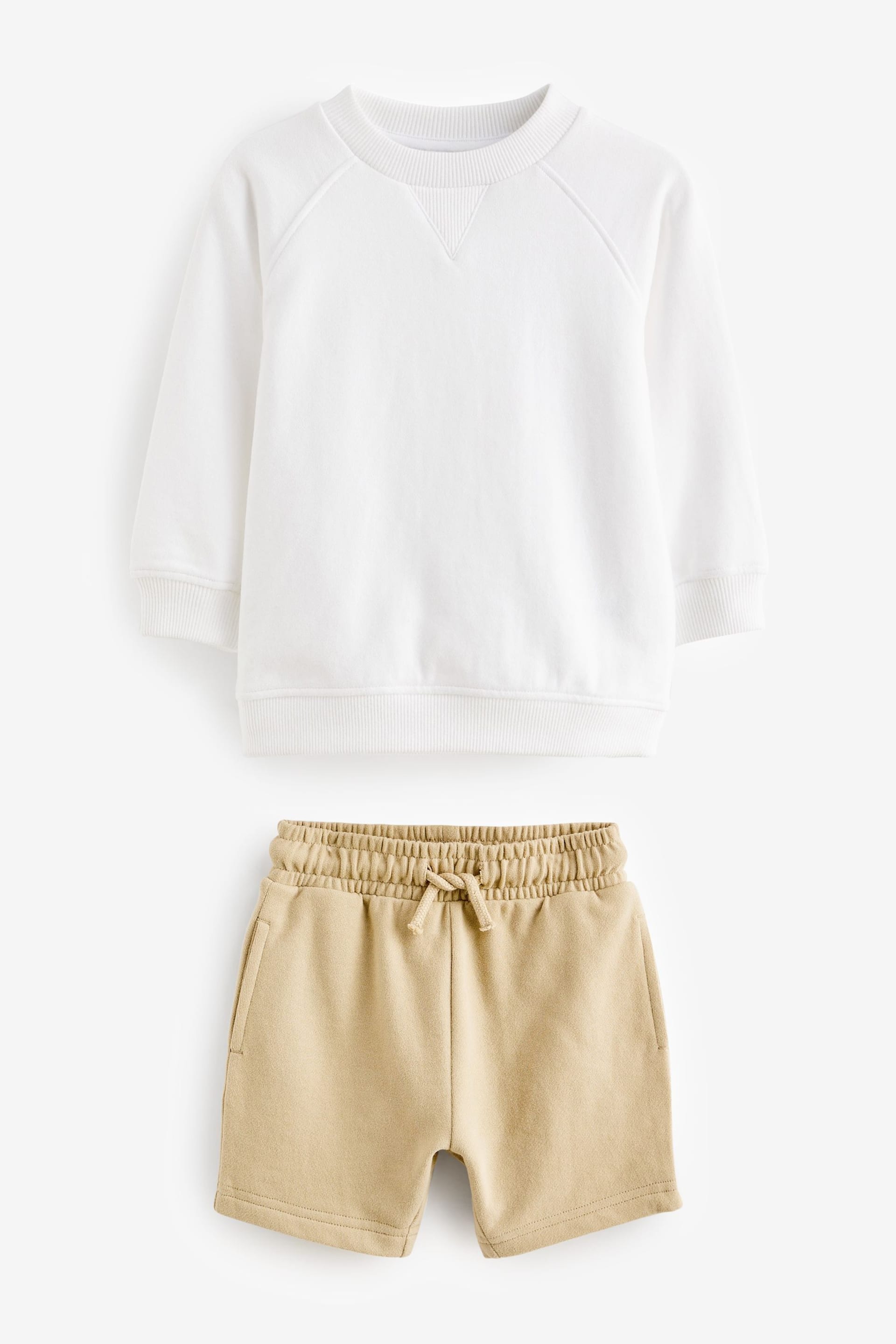 Ecru Off White Oversized Sweatshirt and Shorts Set (3mths-7yrs) - Image 7 of 9