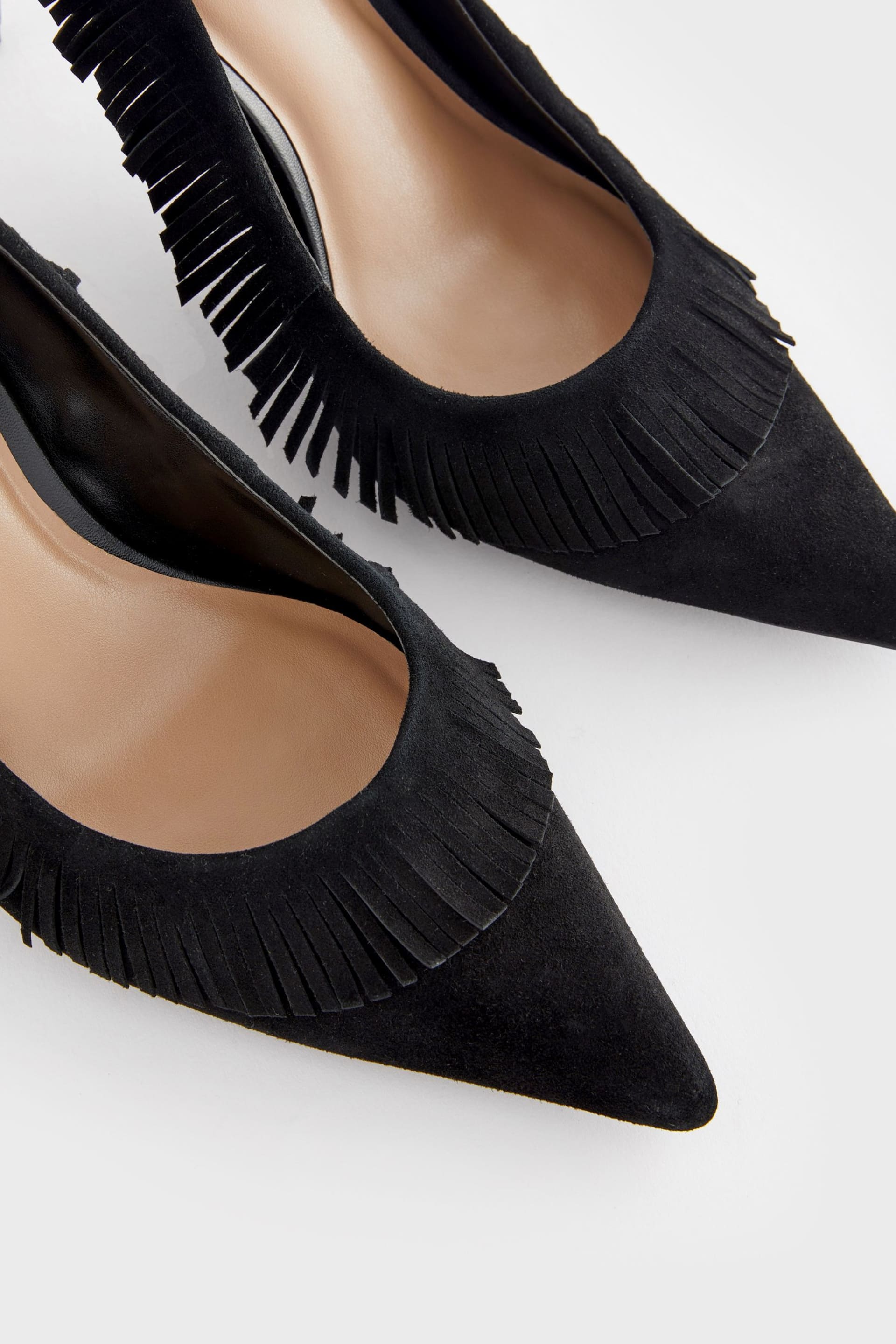 Black Forever Comfort Leather Fringe Court Shoes - Image 3 of 5