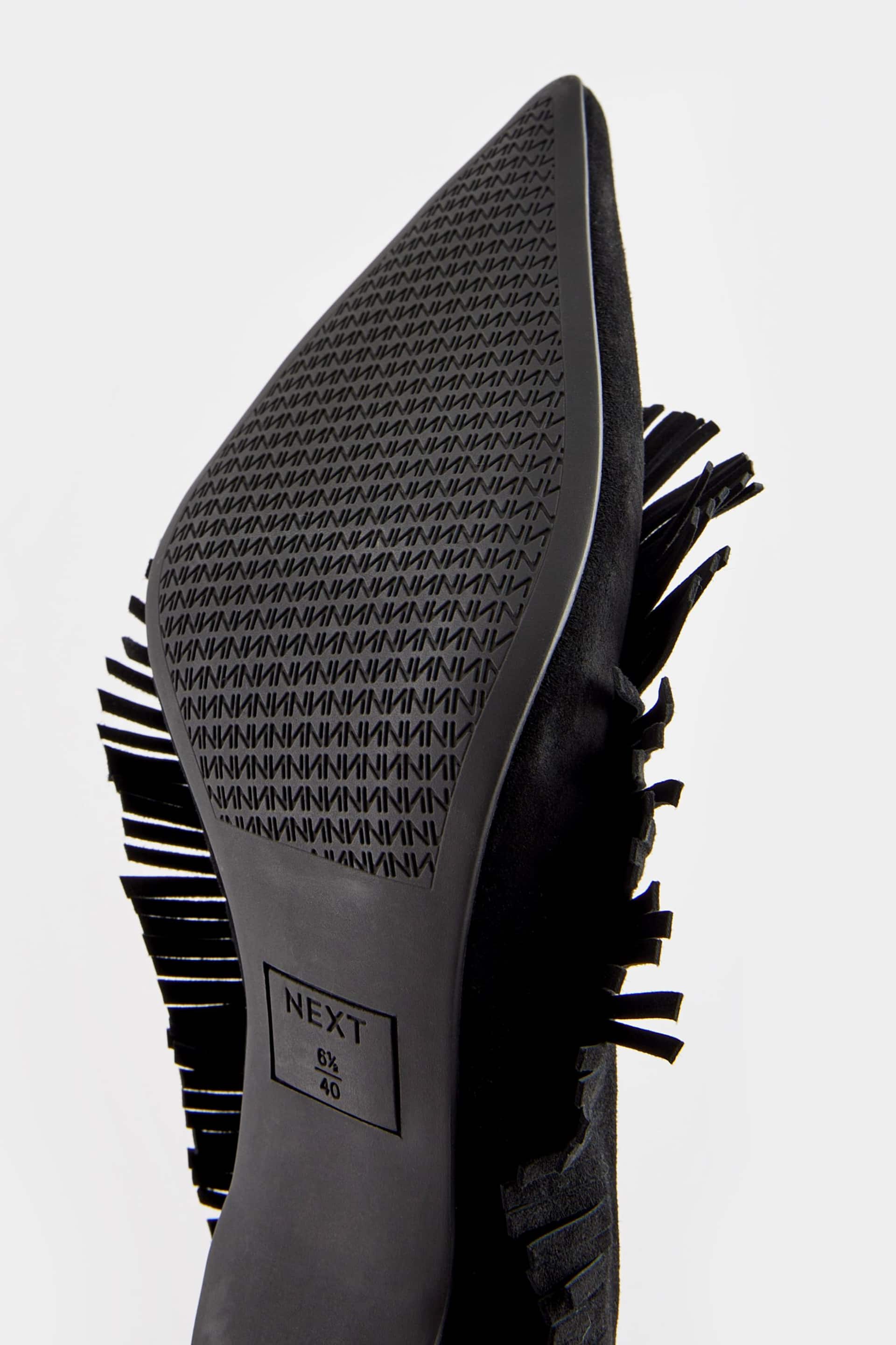 Black Forever Comfort Leather Fringe Court Shoes - Image 5 of 5