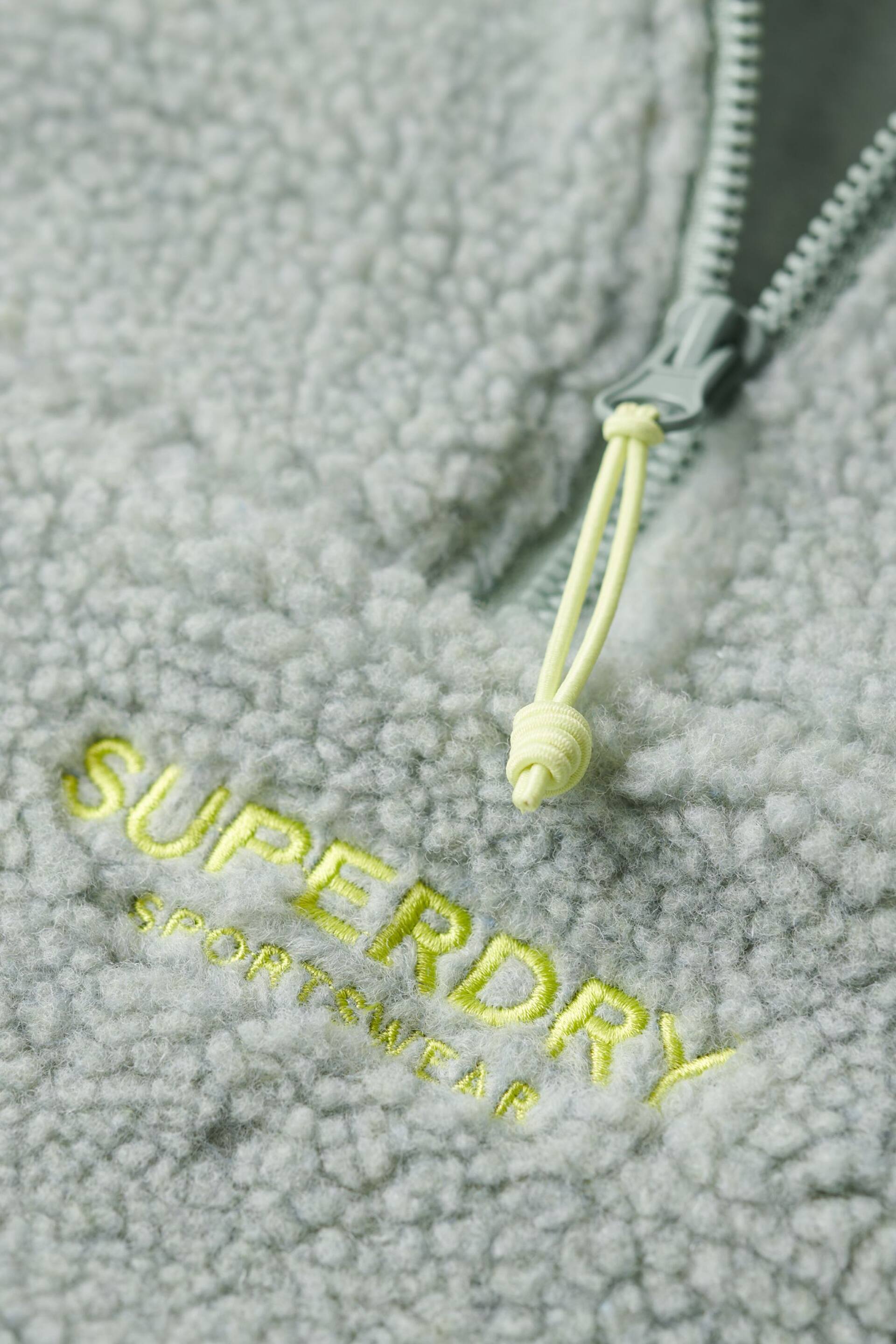 Superdry Green Embriodered Borg Half Zip Sweatshirt - Image 6 of 6