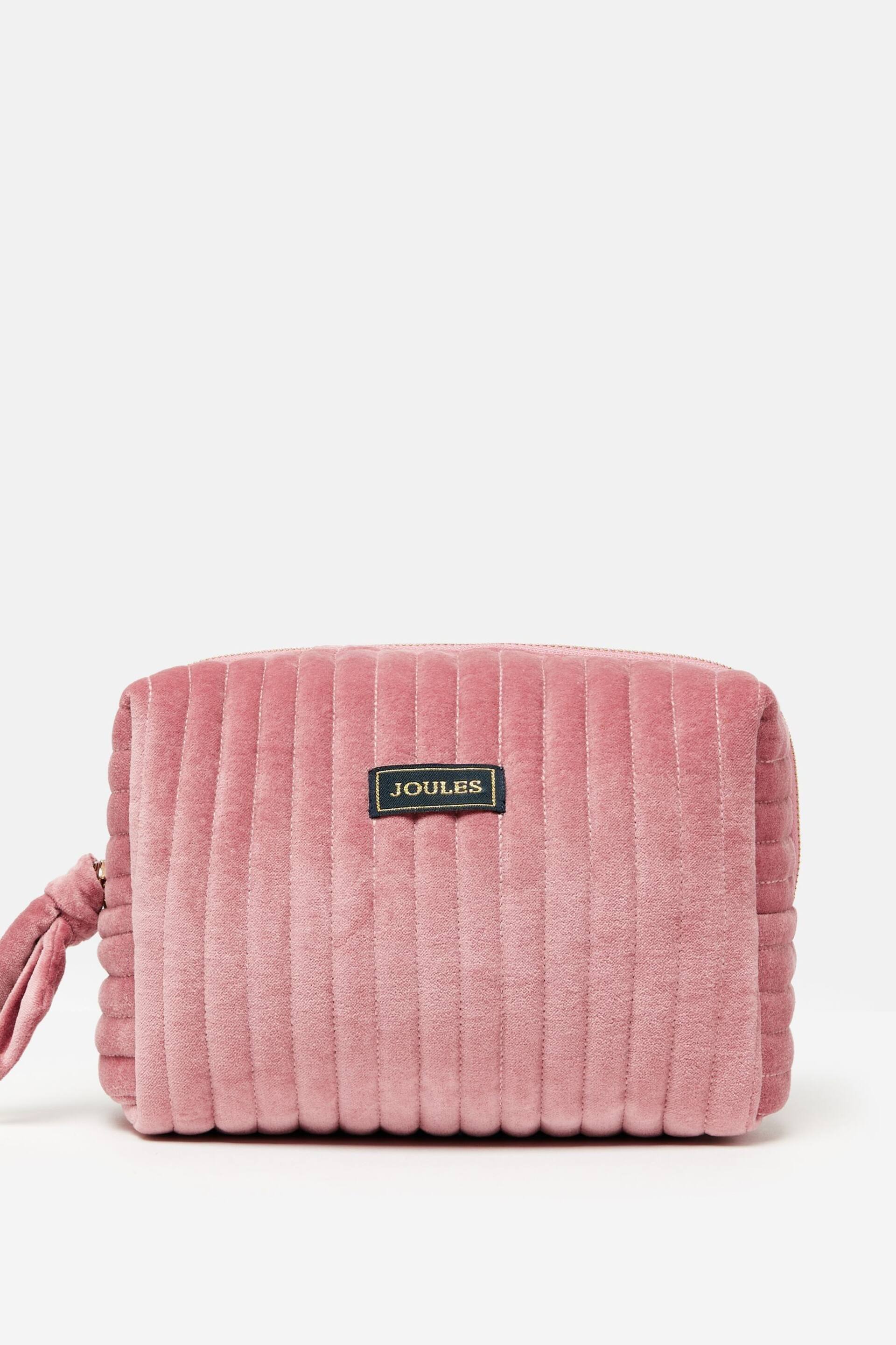 Joules Lillia Rose Pink Velvet Wash Bag - Image 2 of 6