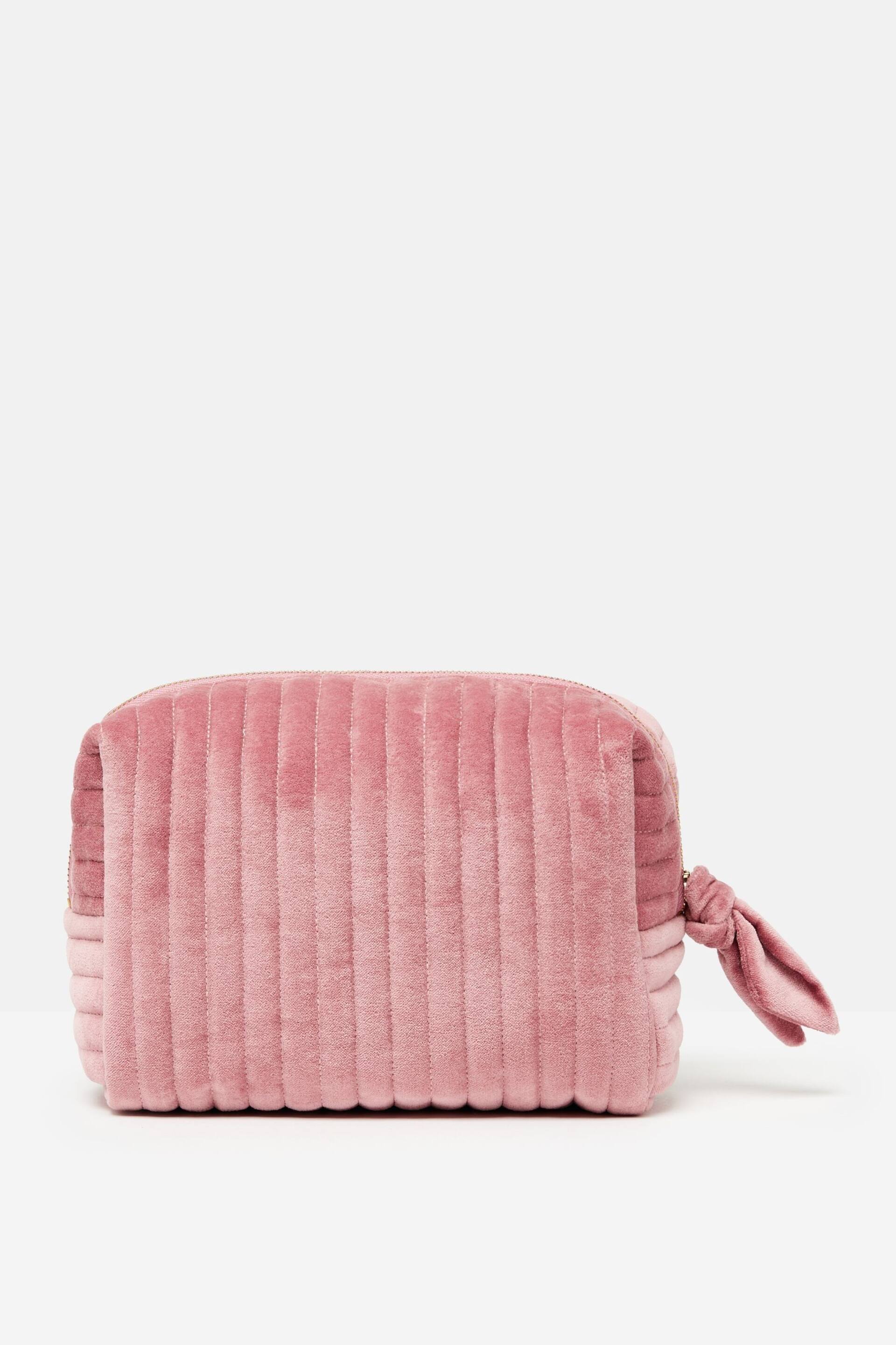 Joules Lillia Rose Pink Velvet Wash Bag - Image 3 of 6