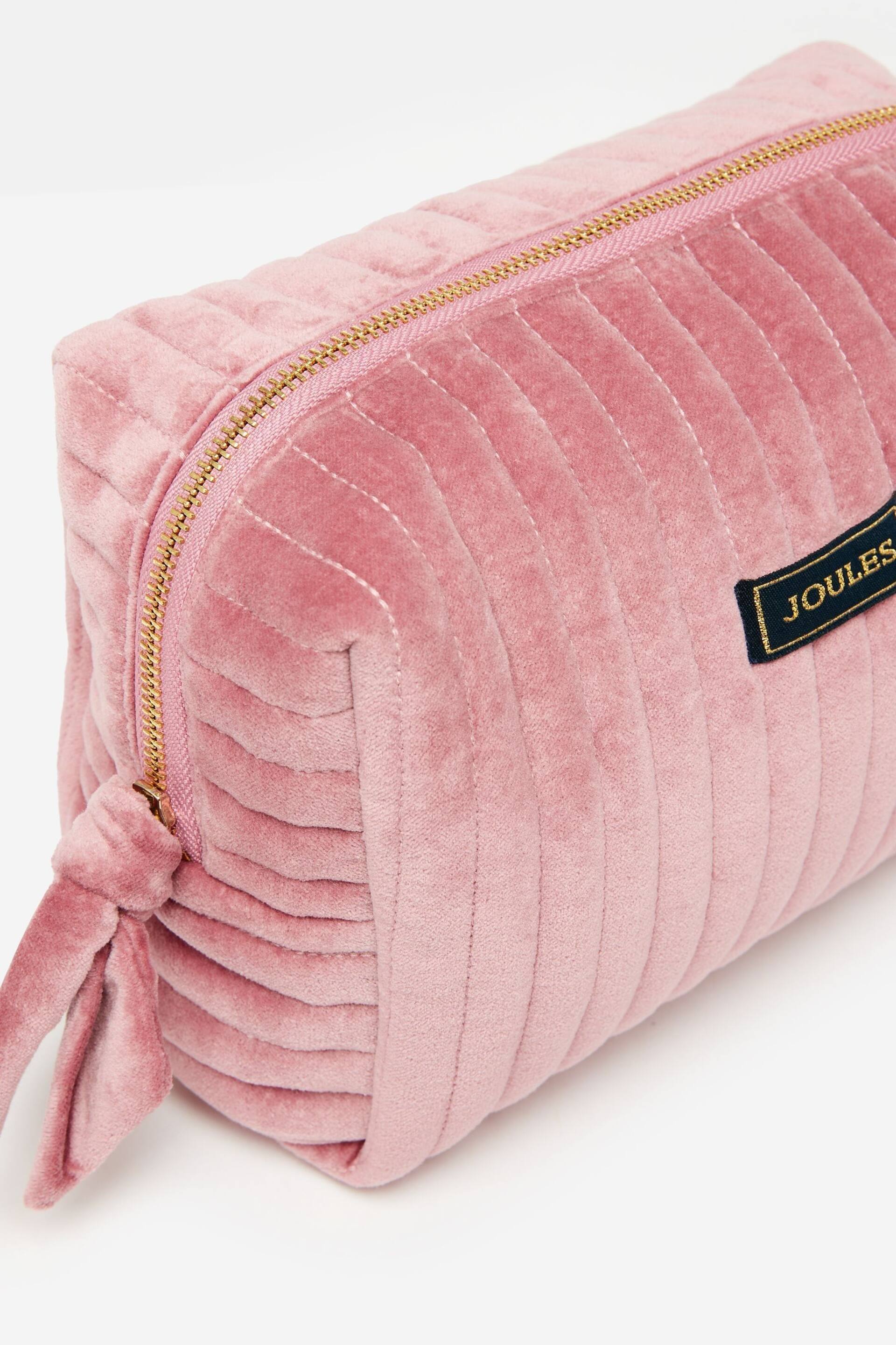 Joules Lillia Rose Pink Velvet Wash Bag - Image 5 of 6