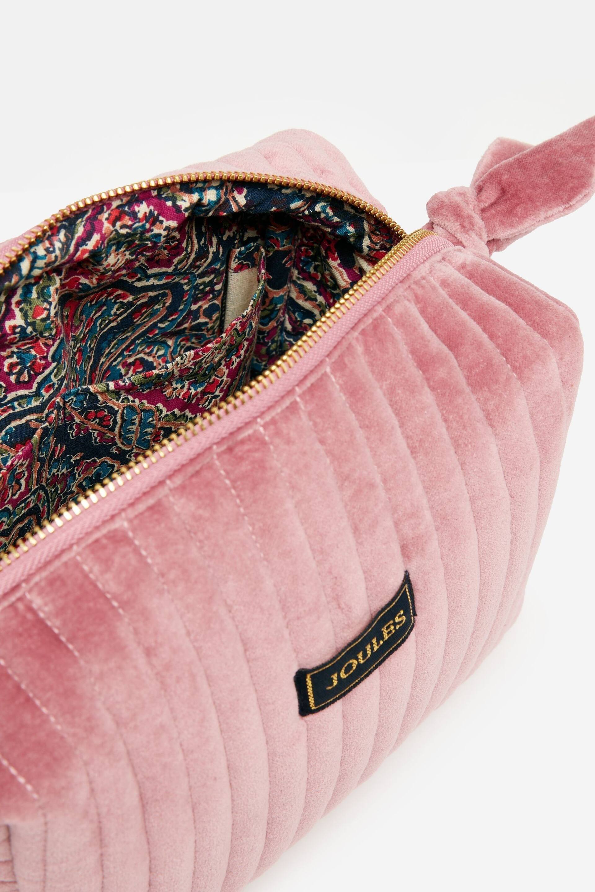 Joules Lillia Rose Pink Velvet Wash Bag - Image 6 of 6