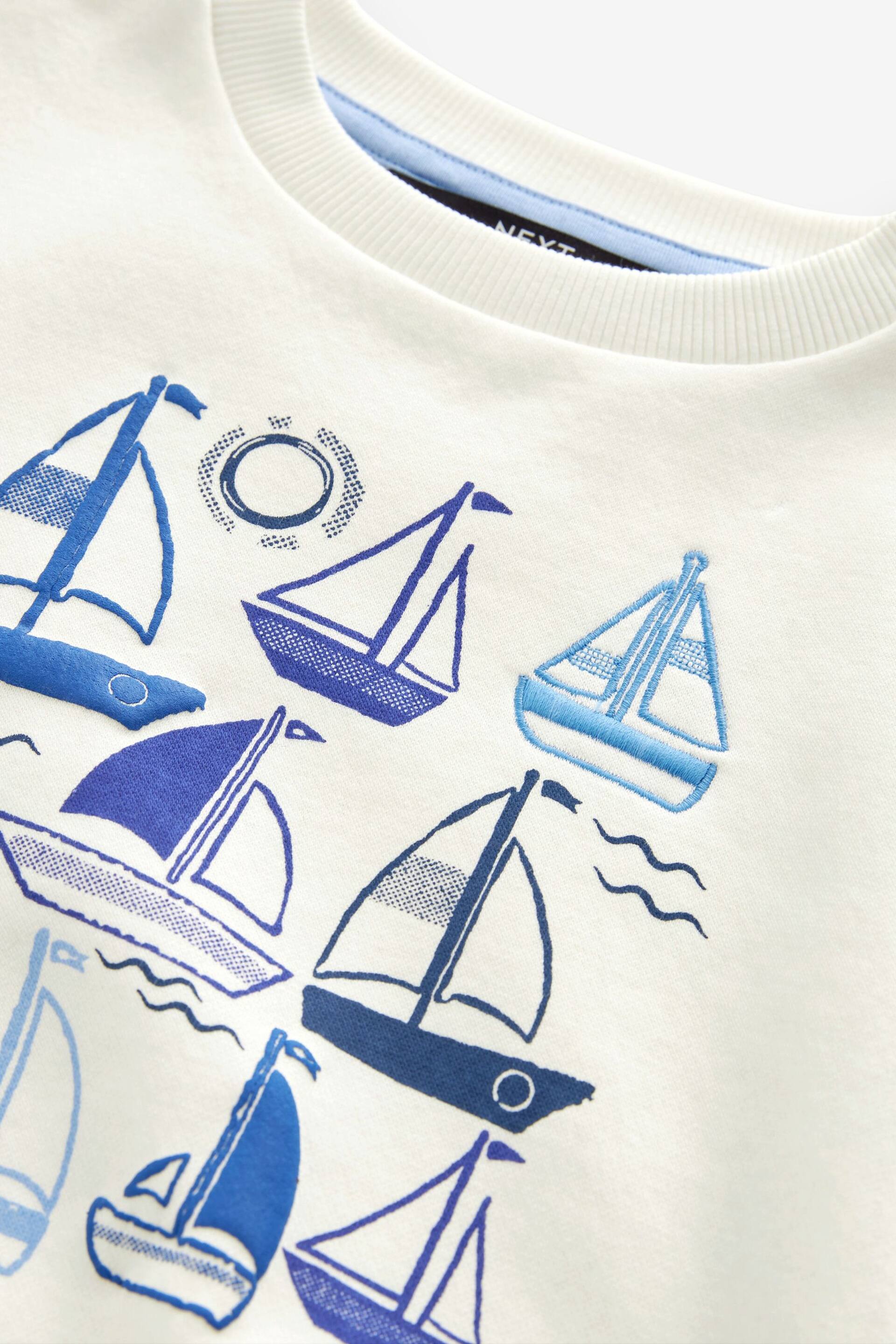 White/Blue Boat Printed Sweatshirt (3mths-7yrs) - Image 3 of 3