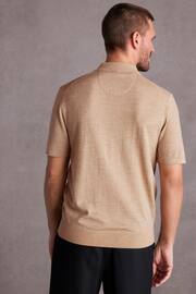 Neutral Knitted Premium Merino Wool Regular Fit Polo Shirt - Image 3 of 6