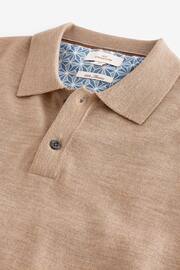 Neutral Knitted Premium Merino Wool Regular Fit Polo Shirt - Image 6 of 6