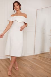Chi Chi London White Bardot Ruffle Midi Dress - Image 1 of 5