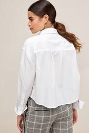 White Long Sleeve Cotton Cropped Shirt - Image 4 of 7