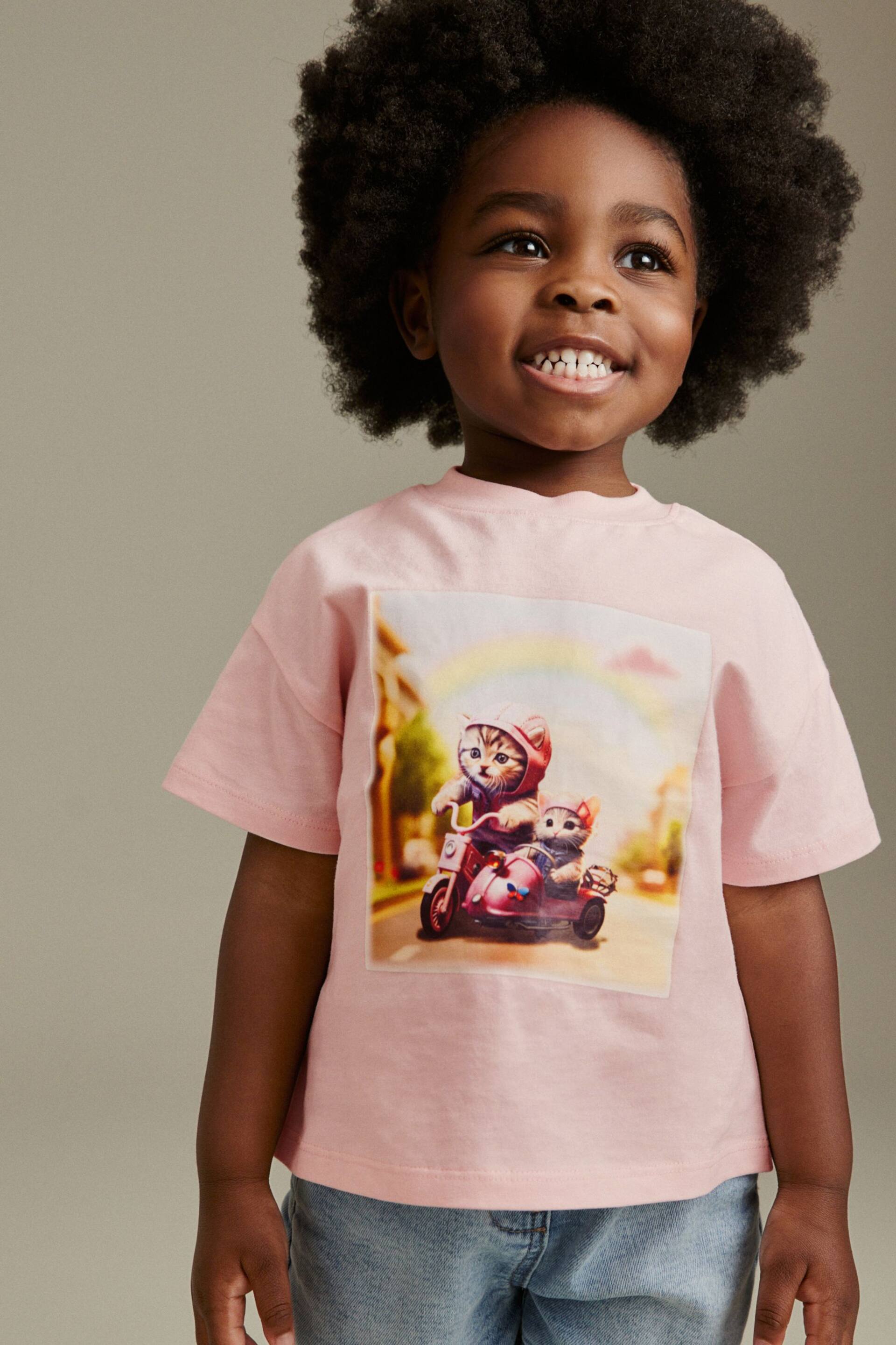 Pink Cats Short Sleeve T-Shirt (3mths-7yrs) - Image 1 of 6