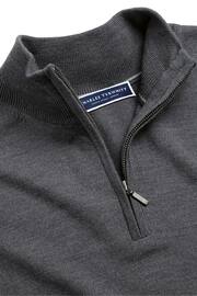 Charles Tyrwhitt Grey Pure Merino Zip Neck Jumper - Image 4 of 4