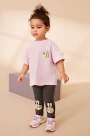 Lilac Purple Short Sleeve T-Shirt and Leggings Set (3mths-7yrs) - Image 1 of 8