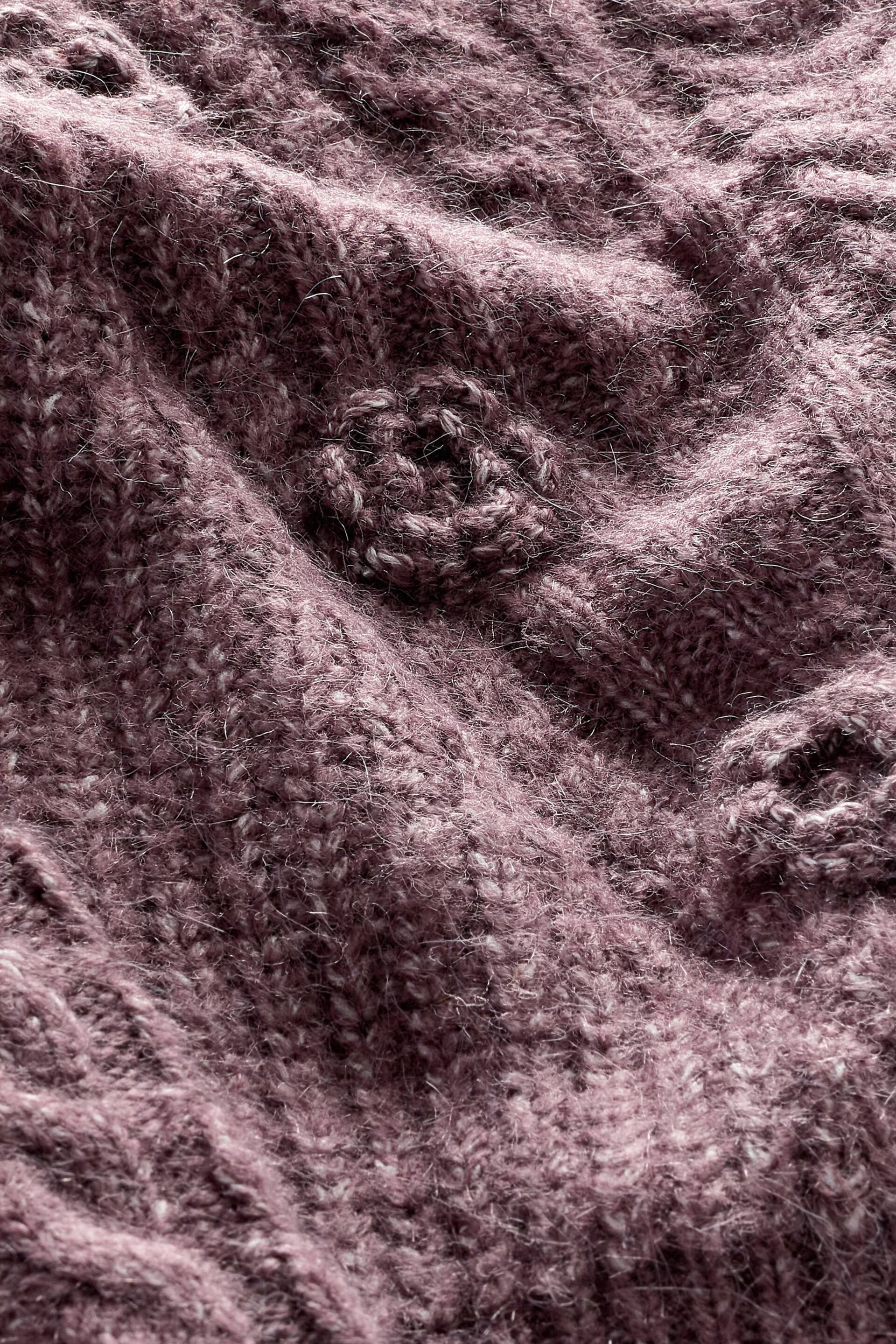 Purple Cable Detail Flower Cardigan - Image 7 of 7